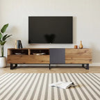 Mobile TV Moderno per TV Fino a 80 Pollici, Mobile Porta TV con Doppio Contenitore e Anta a Ribalta