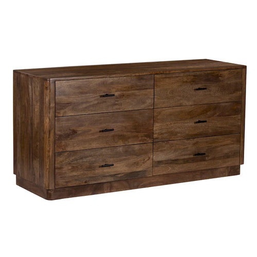 Comò a 6 cassetti da 60 pollici in legno di mango color noce
