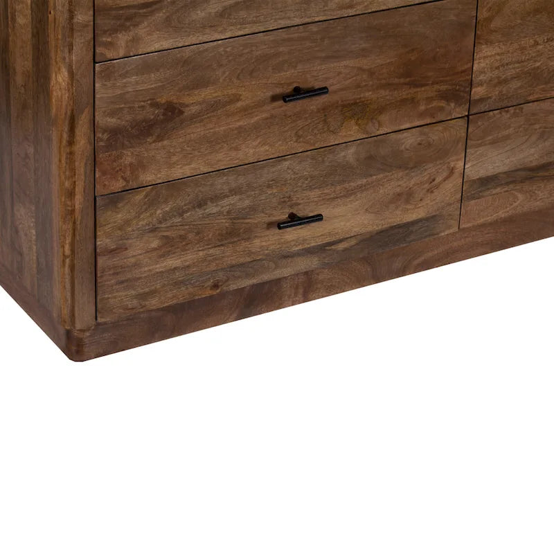 Comò a 6 cassetti da 60 pollici in legno di mango color noce
