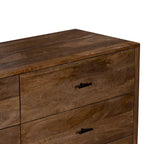 Comò a 6 cassetti da 60 pollici in legno di mango color noce
