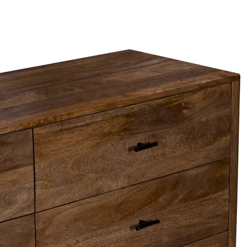 Comò a 6 cassetti da 60 pollici in legno di mango color noce