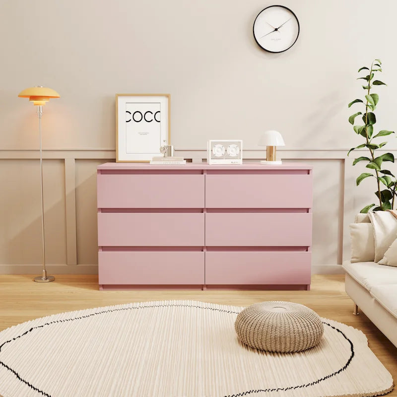 Cassettiera doppia a 6 cassetti, armadio contenitore senza maniglie per camera da letto, soggiorno