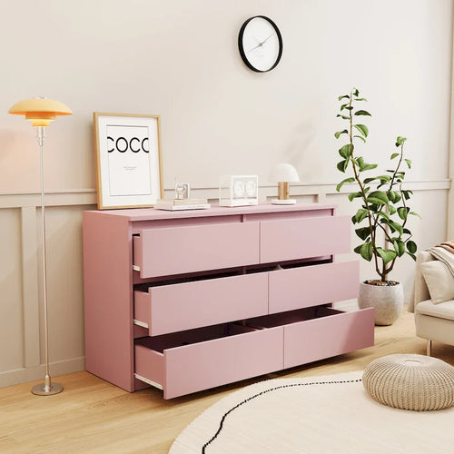 Cassettiera doppia a 6 cassetti, armadio contenitore senza maniglie per camera da letto, soggiorno