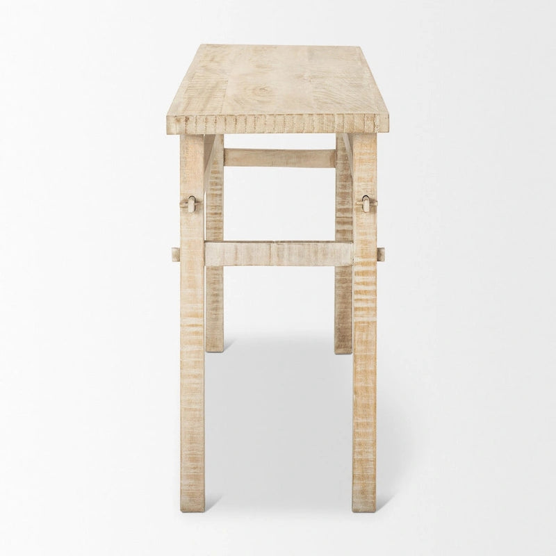 Tavolino consolle rustico in legno chiaro decapato