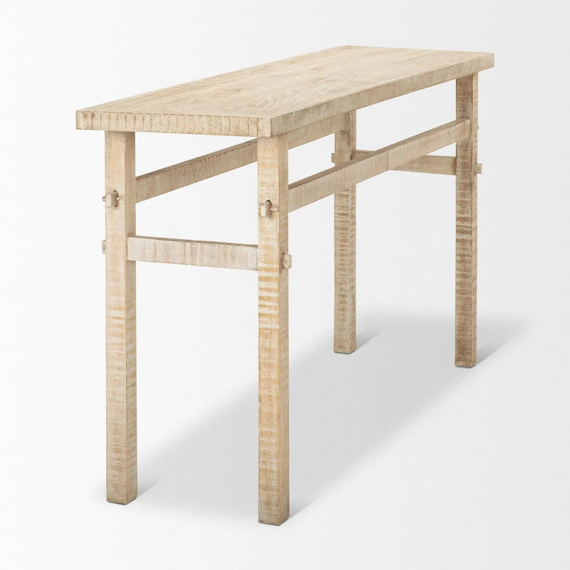 Tavolino consolle rustico in legno chiaro decapato