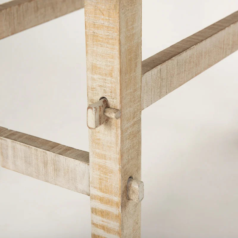 Tavolino consolle rustico in legno chiaro decapato