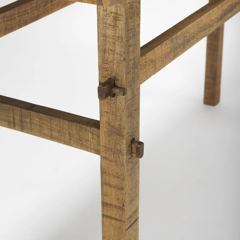 Tavolino consolle rustico in legno chiaro decapato