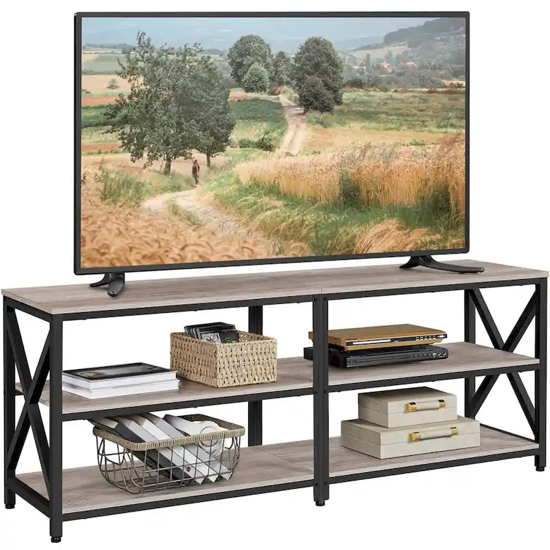 Mobile TV Consolle a 3 Ripiani in Legno Stile Vintage per TV fino a 70 Pollici