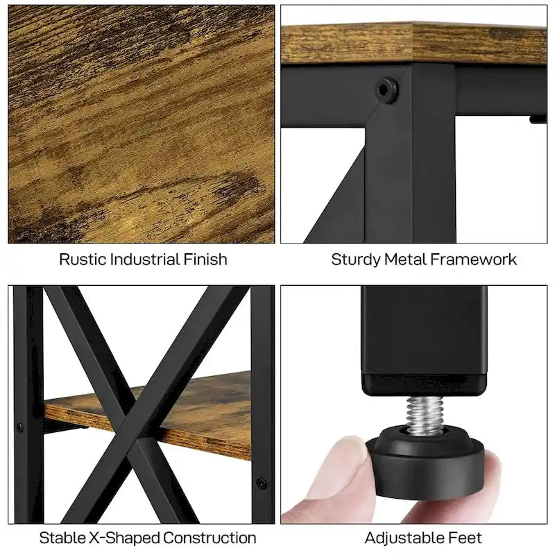 Mobile TV Consolle a 3 Ripiani in Legno Stile Vintage per TV fino a 70 Pollici