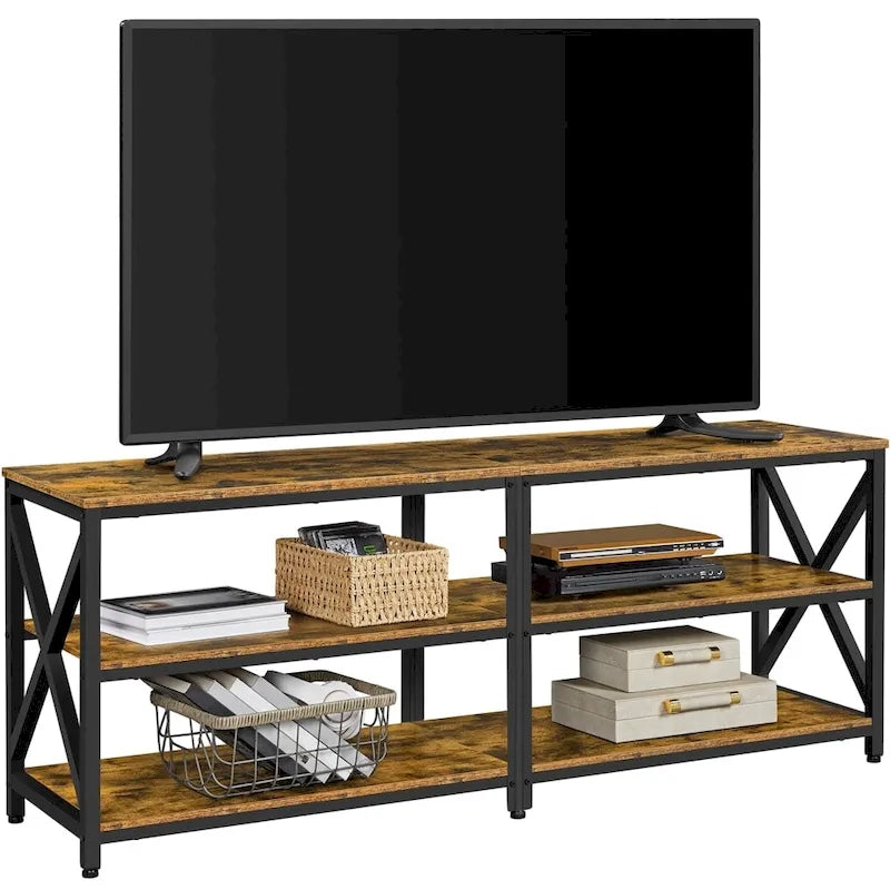 Mobile TV Consolle a 3 Ripiani in Legno Stile Vintage per TV fino a 70 Pollici