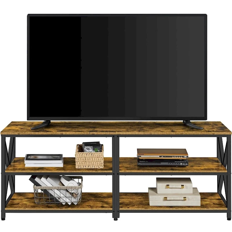 Mobile TV Consolle a 3 Ripiani in Legno Stile Vintage per TV fino a 70 Pollici