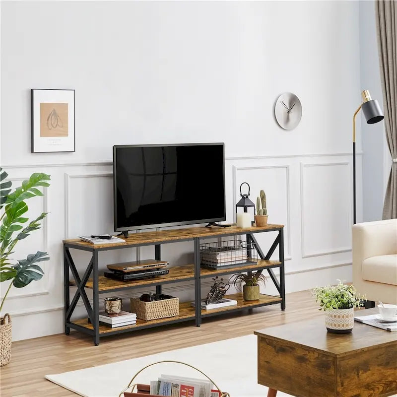 Mobile TV Consolle a 3 Ripiani in Legno Stile Vintage per TV fino a 70 Pollici