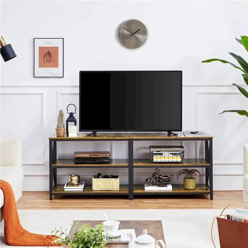 Mobile TV Consolle a 3 Ripiani in Legno Stile Vintage per TV fino a 70 Pollici