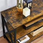 Mobile TV Consolle a 3 Ripiani in Legno Stile Vintage per TV fino a 70 Pollici