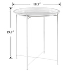 Tavolino da vassoio rotondo pieghevole per TV, piccolo tavolino rotondo in acciaio, nessun assemblaggio richiesto - 47 x 47 x 50 cm