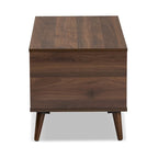 Tavolino da Caffè Mid-Century in Noce e Legno della Gomma con Ripiani Aperti
