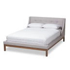 Letto con piattaforma imbottito in tessuto contemporaneo con testiera ad alette