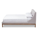 Letto con piattaforma imbottito in tessuto contemporaneo con testiera ad alette