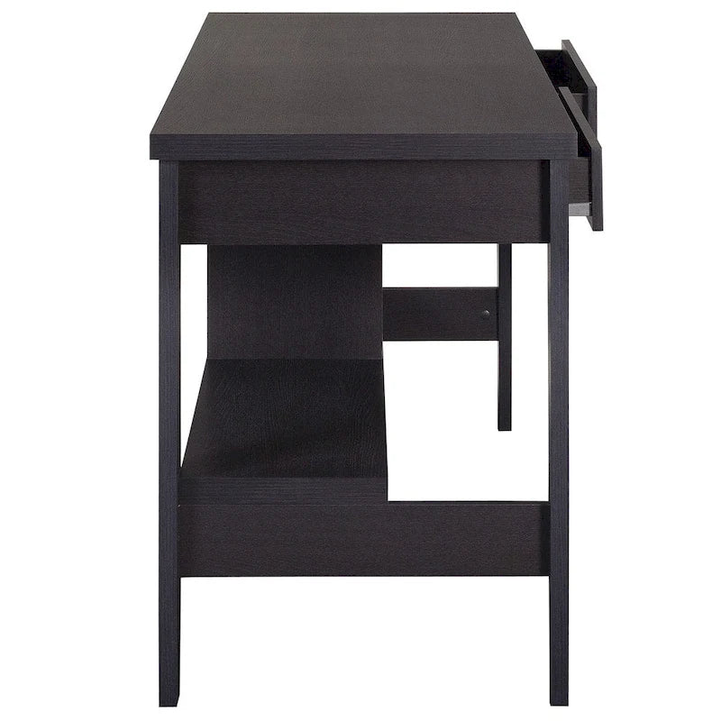 Scrivania piccola a 2 cassetti con ripiani Dark Espresso