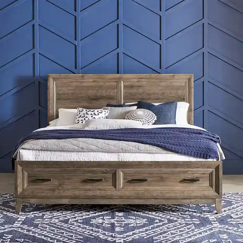 Letto matrimoniale Cobblestone con cassetti ai piedi del letto