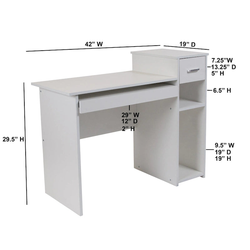 Scrivania per Computer con Mensole e Cassetto