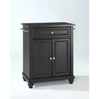 Isola cucina portatile con piano in granito nero massiccio e finitura nera - 45,7 p x 78,7 l x 88,9 a cm