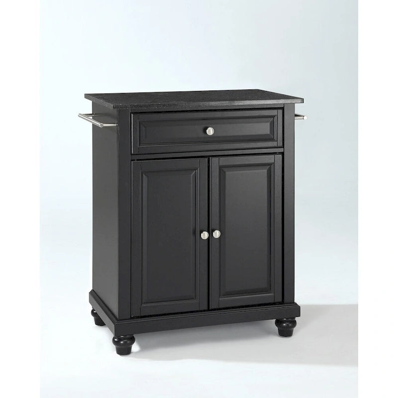 Isola cucina portatile con piano in granito nero massiccio e finitura nera - 45,7 p x 78,7 l x 88,9 a cm