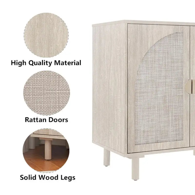 Mobiletto contenitore in rattan con ante, credenza a buffet - 75Lx40Wx80A cm