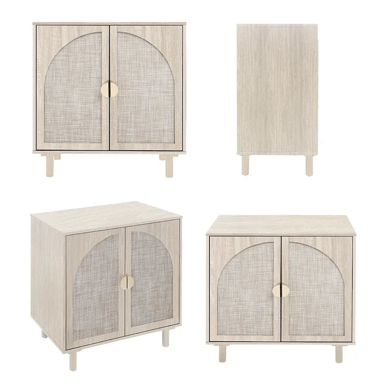 Mobiletto contenitore in rattan con ante, credenza a buffet - 75Lx40Wx80A cm