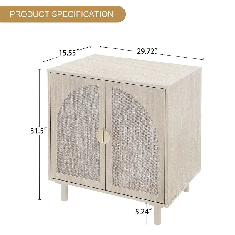 Mobiletto contenitore in rattan con ante, credenza a buffet - 75Lx40Wx80A cm