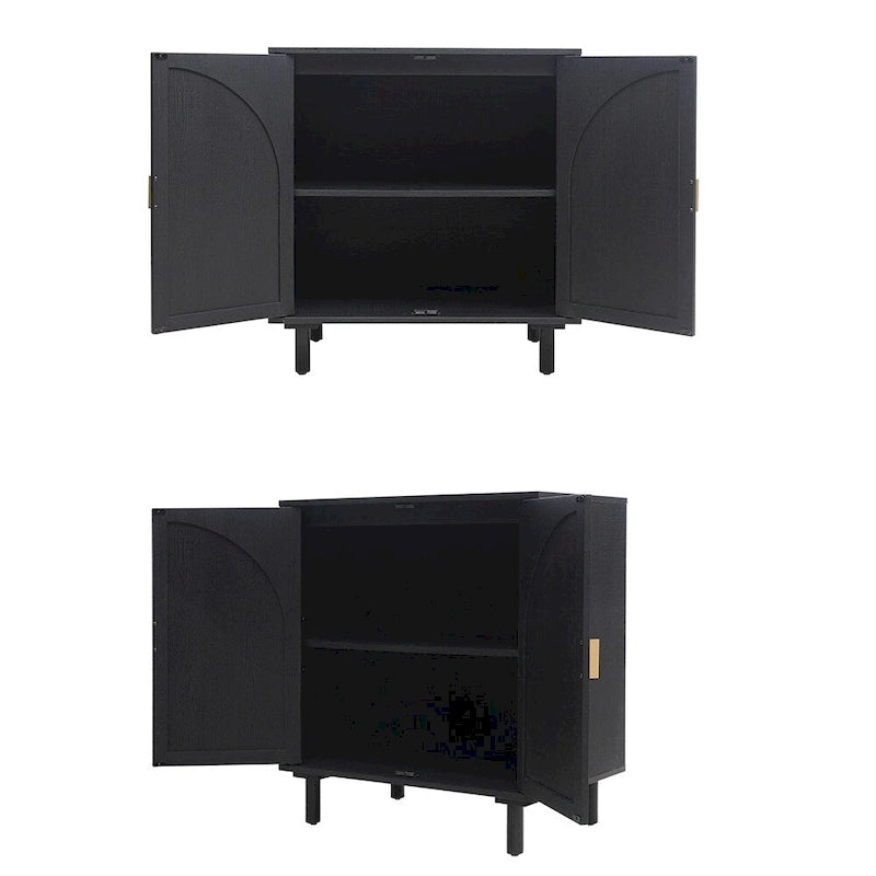 Mobiletto contenitore in rattan con ante, credenza a buffet - 75Lx40Wx80A cm