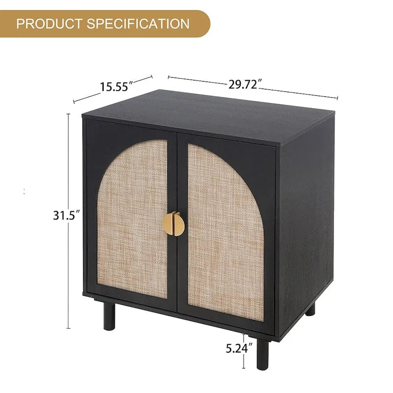 Mobiletto contenitore in rattan con ante, credenza a buffet - 75Lx40Wx80A cm