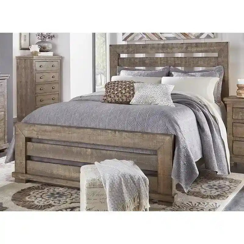 Telaio letto vintage in legno di pino di recupero con doghe