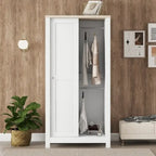 Armadio scorrevole stile fienile con cassetti e mensole