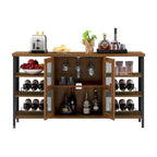 Mobile bar industriale per vini, Credenza porta liquori, Madia con portabottiglie e porta bicchieri 140 cm (L) x 35 cm (P) x 77 cm (A)