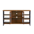 Mobile bar industriale per vini, Credenza porta liquori, Madia con portabottiglie e porta bicchieri 140 cm (L) x 35 cm (P) x 77 cm (A)