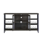 Mobile bar industriale per vini, Credenza porta liquori, Madia con portabottiglie e porta bicchieri 140 cm (L) x 35 cm (P) x 77 cm (A)