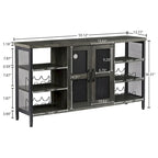 Mobile bar industriale per vini, Credenza porta liquori, Madia con portabottiglie e porta bicchieri 140 cm (L) x 35 cm (P) x 77 cm (A)