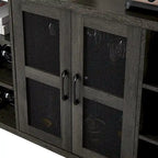 Mobile bar industriale per vini, Credenza porta liquori, Madia con portabottiglie e porta bicchieri 140 cm (L) x 35 cm (P) x 77 cm (A)