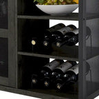 Mobile bar industriale per vini, Credenza porta liquori, Madia con portabottiglie e porta bicchieri 140 cm (L) x 35 cm (P) x 77 cm (A)