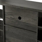 Mobile bar industriale per vini, Credenza porta liquori, Madia con portabottiglie e porta bicchieri 140 cm (L) x 35 cm (P) x 77 cm (A)