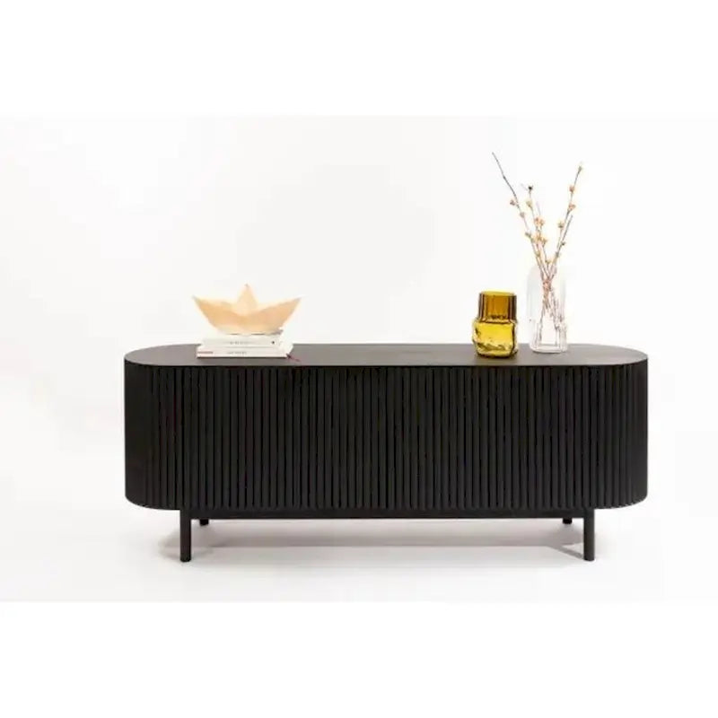 Madia Mid-Century in Legno di Mango Nero con Ripiani