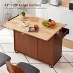Carrello da Cucina con Isola 54, Tavolo da Cucina in Legno con 3 Cassetti e Portaspezie