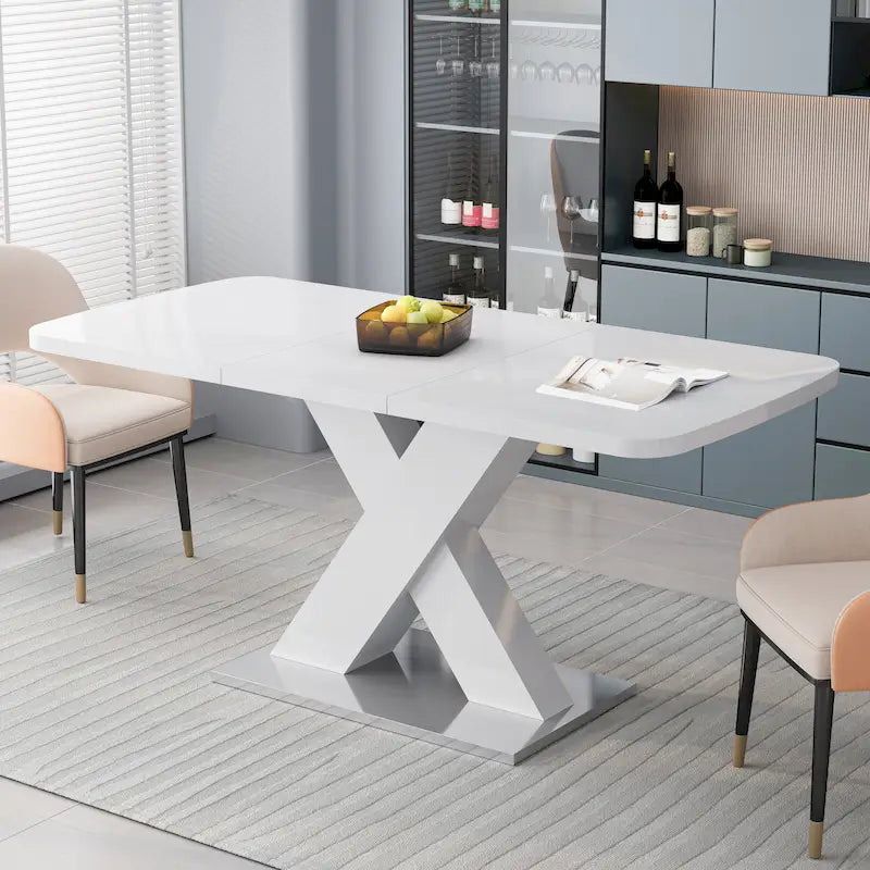 Tavolo da pranzo quadrato allungabile moderno in MDF con base a X