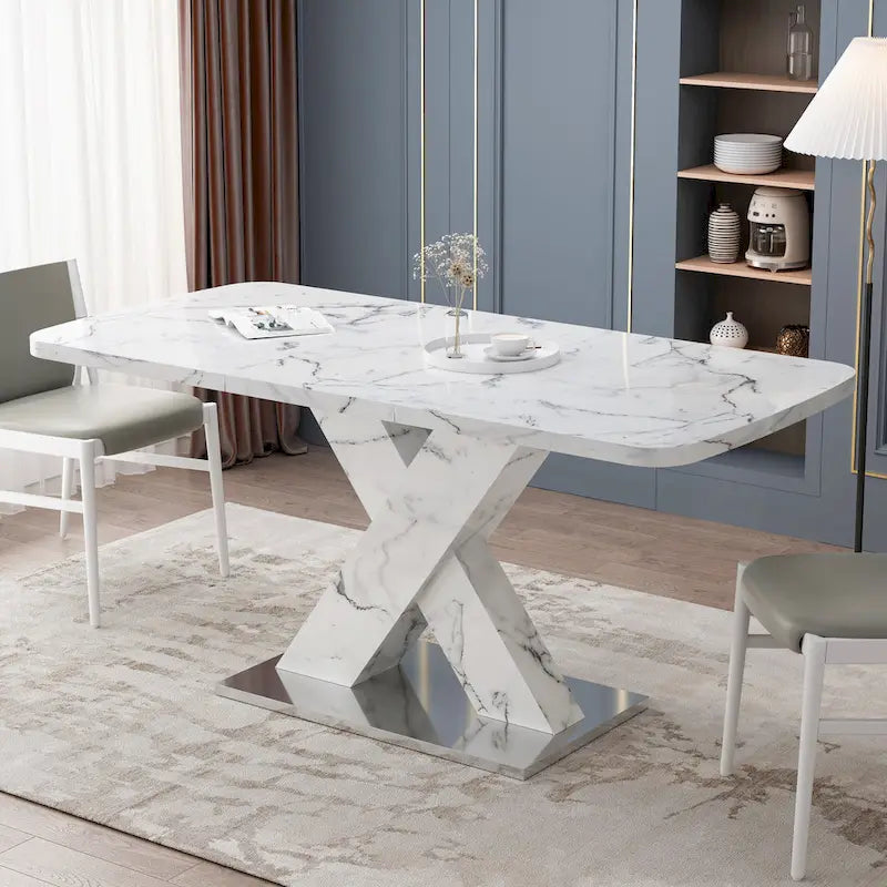 Tavolo da pranzo quadrato allungabile moderno in MDF con base a X