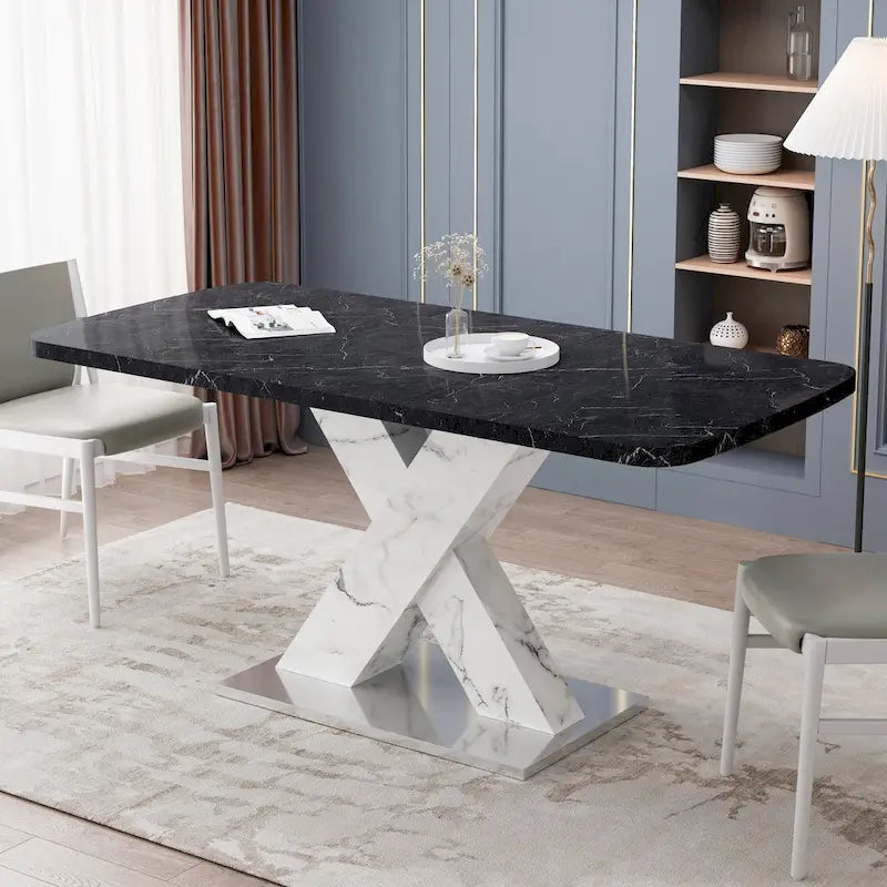 Tavolo da pranzo quadrato allungabile moderno in MDF con base a X