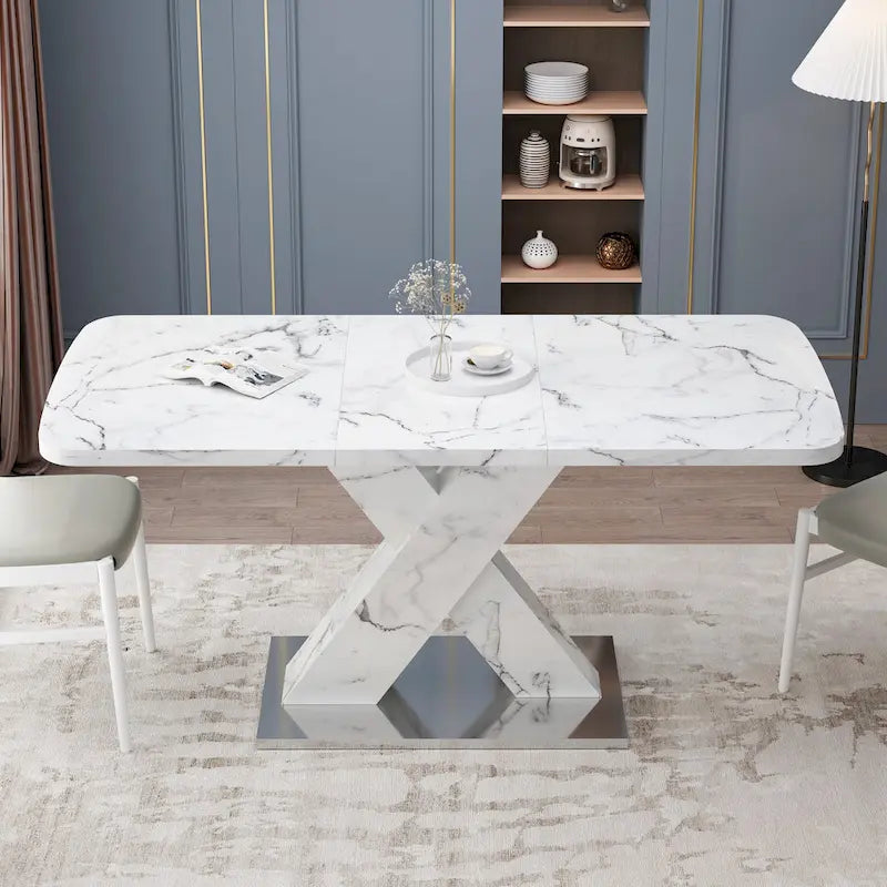 Tavolo da pranzo quadrato allungabile moderno in MDF con base a X