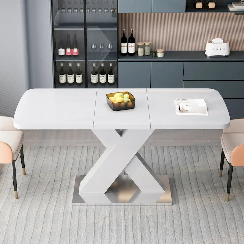 Tavolo da pranzo quadrato allungabile moderno in MDF con base a X