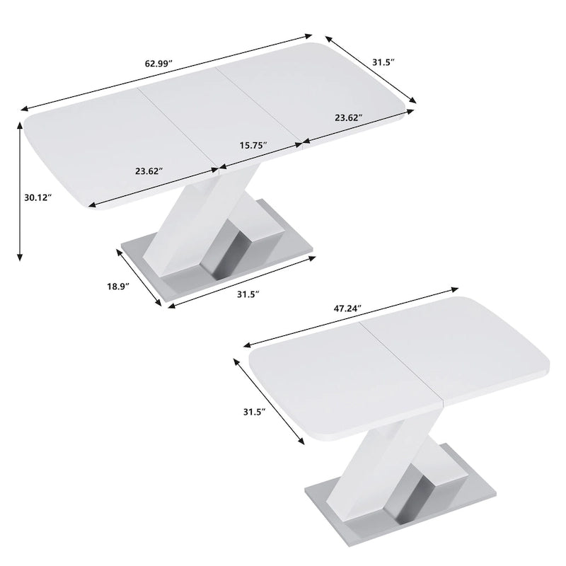 Tavolo da pranzo quadrato allungabile moderno in MDF con base a X