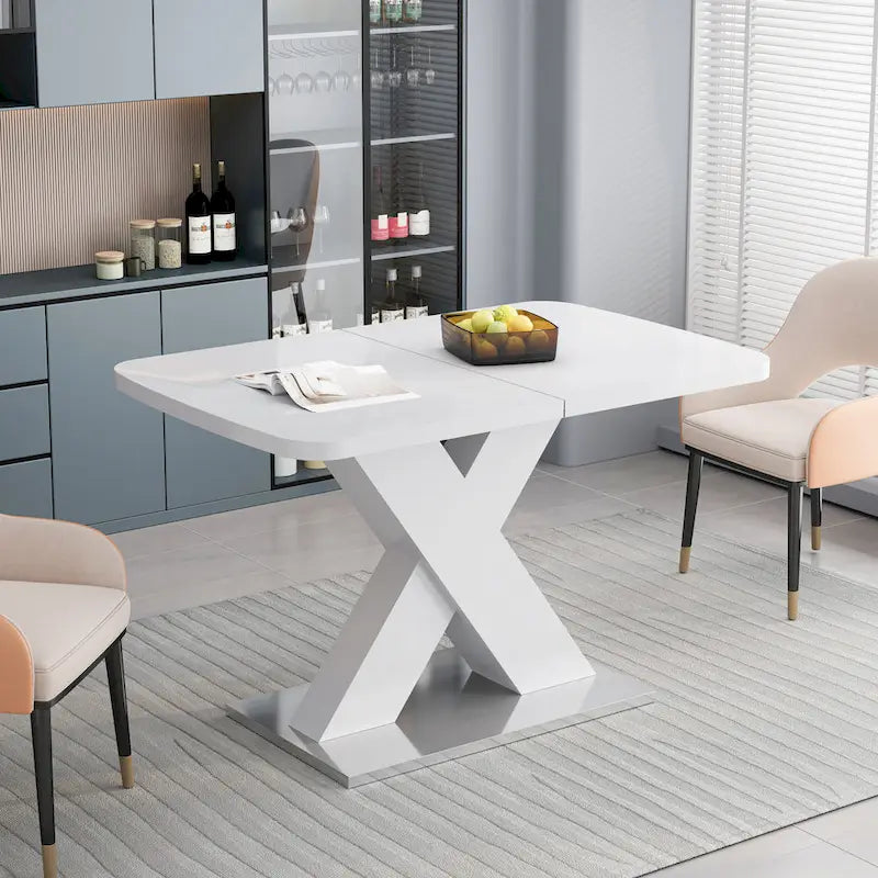 Tavolo da pranzo quadrato allungabile moderno in MDF con base a X